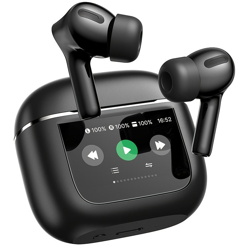 Auriculares inalámbricos con pantalla táctil de 5.3", batería de larga duración de 50 h, graves profundos, micrófono HD, aptos para teléfonos móviles, tabletas y portátiles. Auriculares inalámbricos con carga inalám