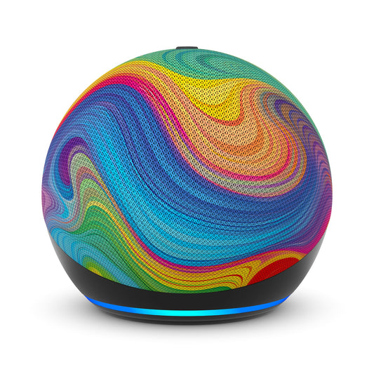 Amazon Echo Dot Kids con Alexa (modelo más reciente), diseñado para niños, con control parental, incluye 1 año de Amazon Kids+, color remolino arcoíris