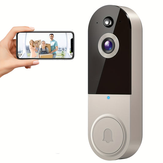 Timbre con cámara y video 1080P, detección corporal inteligente, almacenamiento en la nube, vista en tiempo real, audio bidireccional, visión nocturna por infrarrojos, batería integrada, monitoreo.