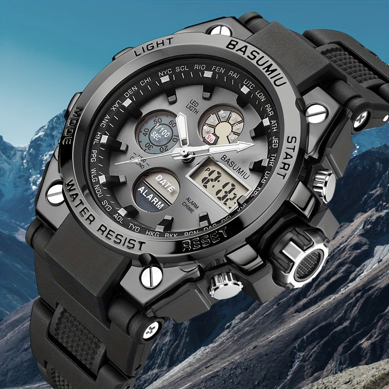 Un reloj deportivo de doble pantalla para hombres, una opción elegante para regalar.