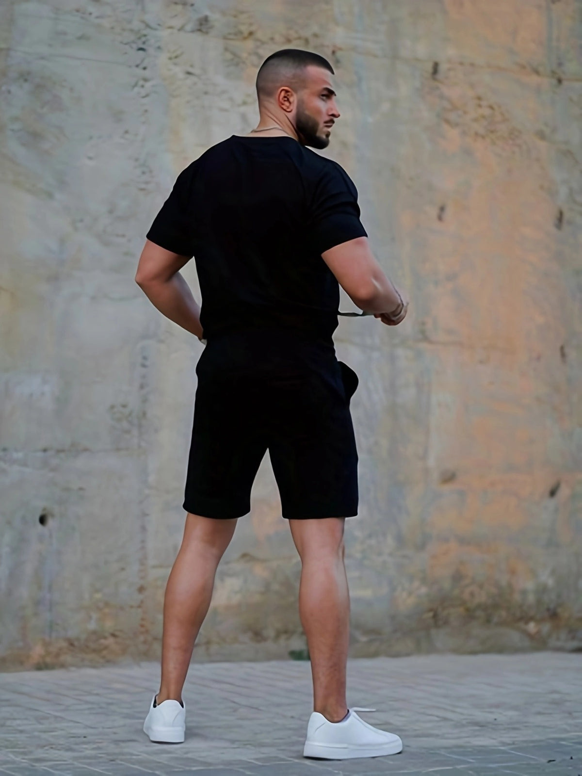 Traje casual multicolor para hombre, conjunto de dos piezas, sencillo y cómodo, para uso diario.