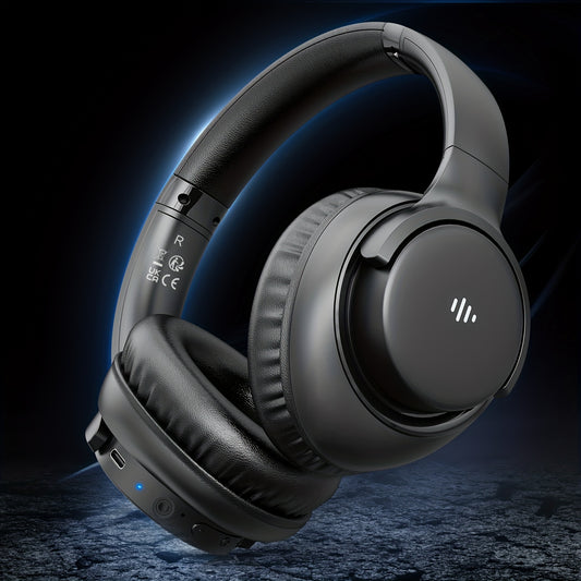 Auriculares supraaurales con micrófono, 65 horas de reproducción, ligeros, plegables y portátiles, con graves estéreo, llamadas manos libres, ideales para juegos, PC y teléfonos móviles, con cancelación de ruido ENC |