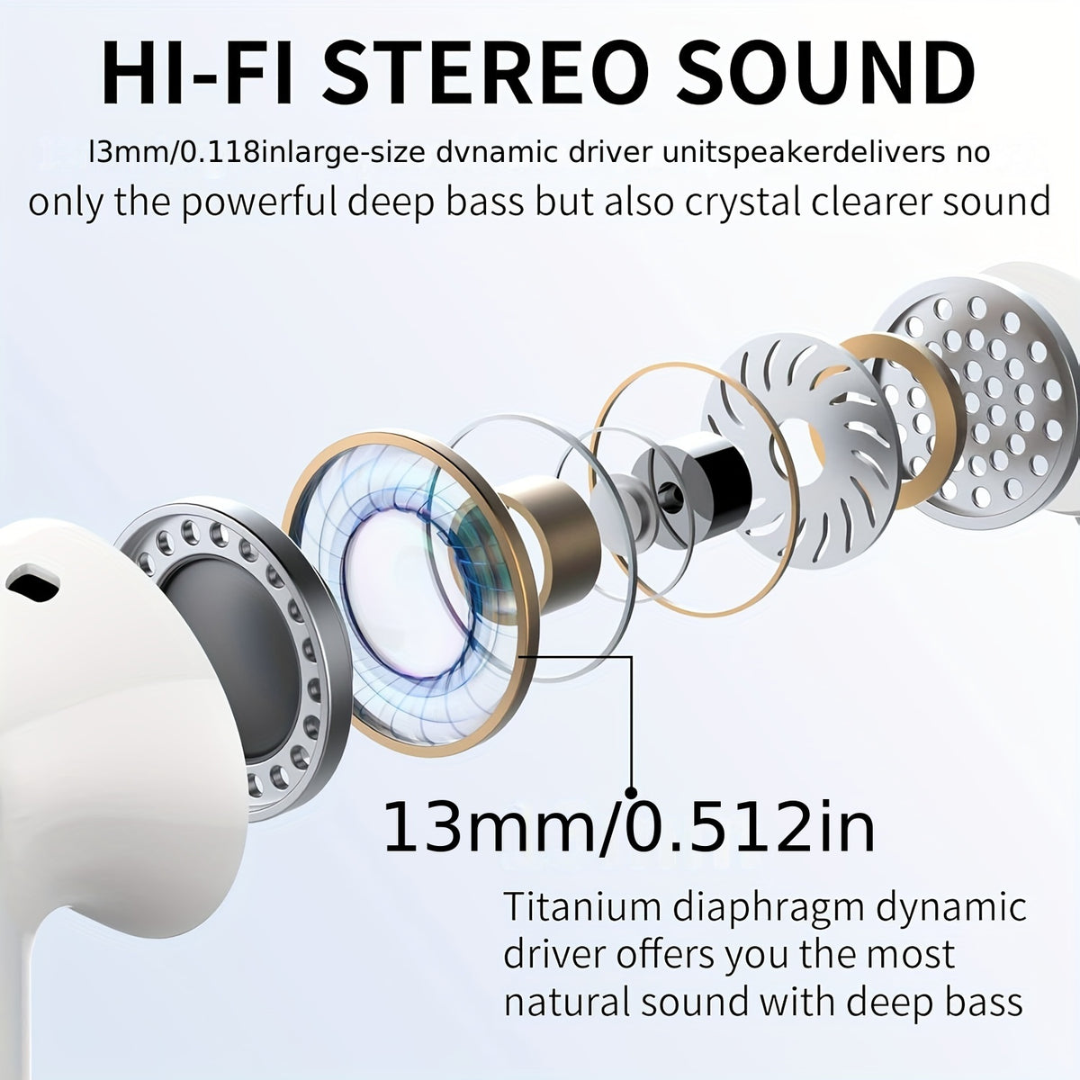 Auriculares inalámbricos 5.3 con sonido estéreo de graves, micrófono con cancelación de ruido y pantalla LED, intraaurales, 40 horas de reproducción, aptos para portátiles, tabletas, teléfonos móviles y para practicar