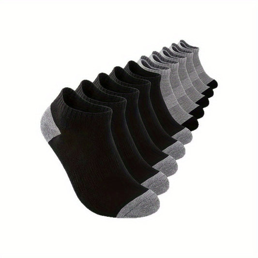 Calcetines cómodos para hombre: 10 pares de calcetines cortos para hombre | Absorben impactos y humedad, de caña baja, cómodos, para deportes casuales y de running - Finos y antiolor