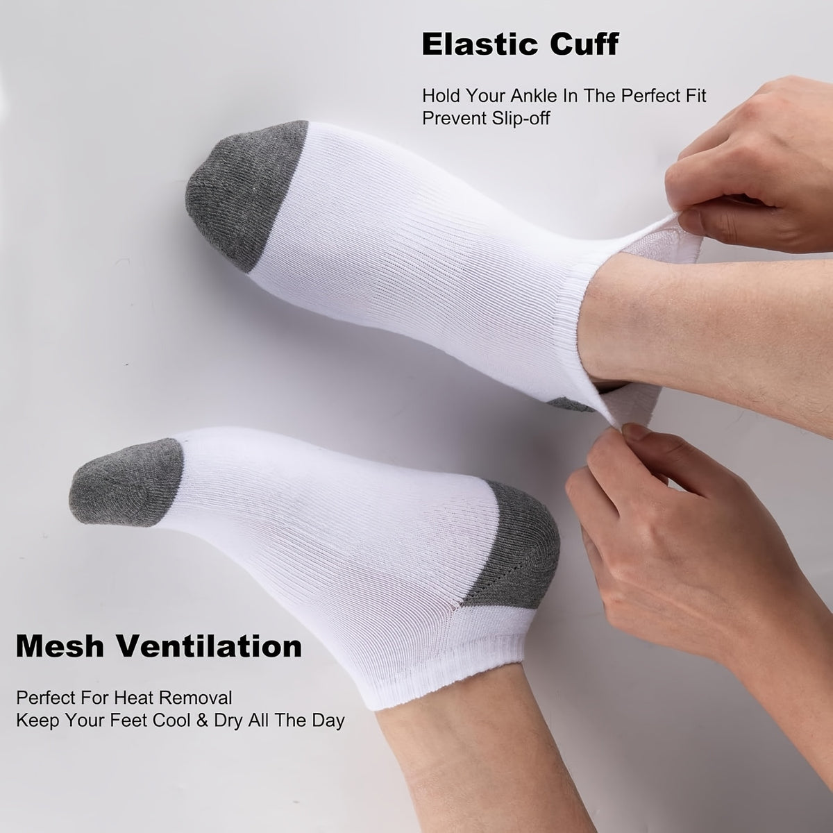 Calcetines cómodos para hombre: 10 pares de calcetines cortos para hombre | Absorben impactos y humedad, de caña baja, cómodos, para deportes casuales y de running - Finos y antiolor