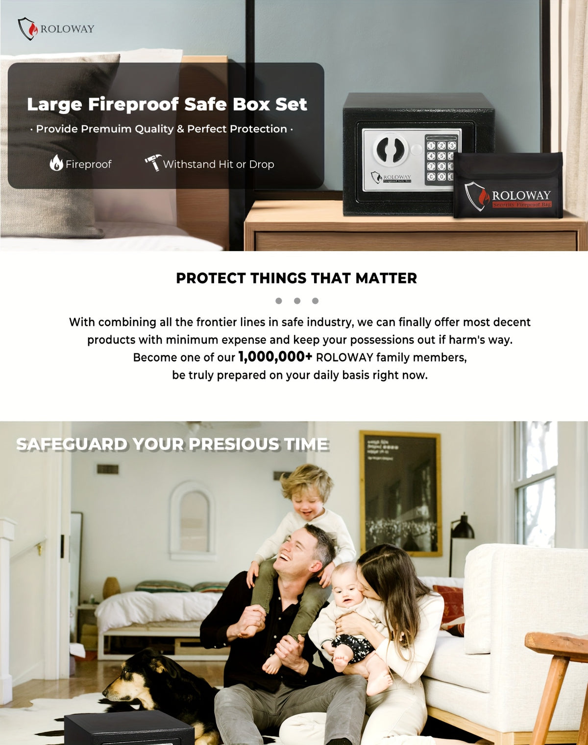 Caja fuerte de acero resistente e ignífuga con bolsa para efectivo - Caja fuerte segura para el hogar con teclado y cerradura, ideal para guardar dinero, documentos y objetos de valor (negra), almacenamiento de objetos de va