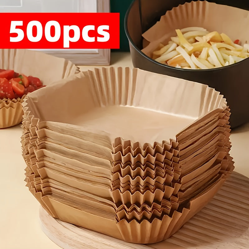 [Antiadherente | Freidora de aire] 100 láminas antiadherentes para freidora de aire | Hojas de papel marrón para hornear, asar y usar en microondas - Fáciles de limpiar, cocina saludable, perfectas para cocinas domésticas