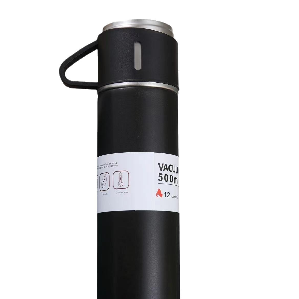 Un termo de acero inoxidable 304 con tres tapas.