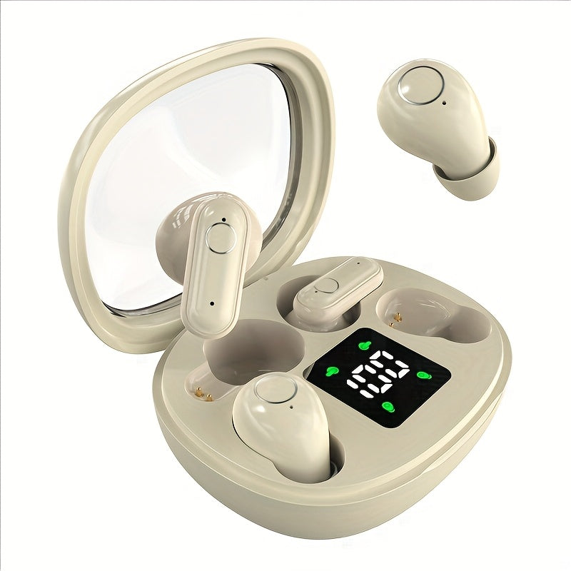 Auriculares inalámbricos deportivos ultracompactos con mango corto, estéreo de graves Hi-Fi, calidad de sonido dual 5.4, reducción de ruido cómoda, pantalla digital de alta definición con micrófono, tiempo de espera ult