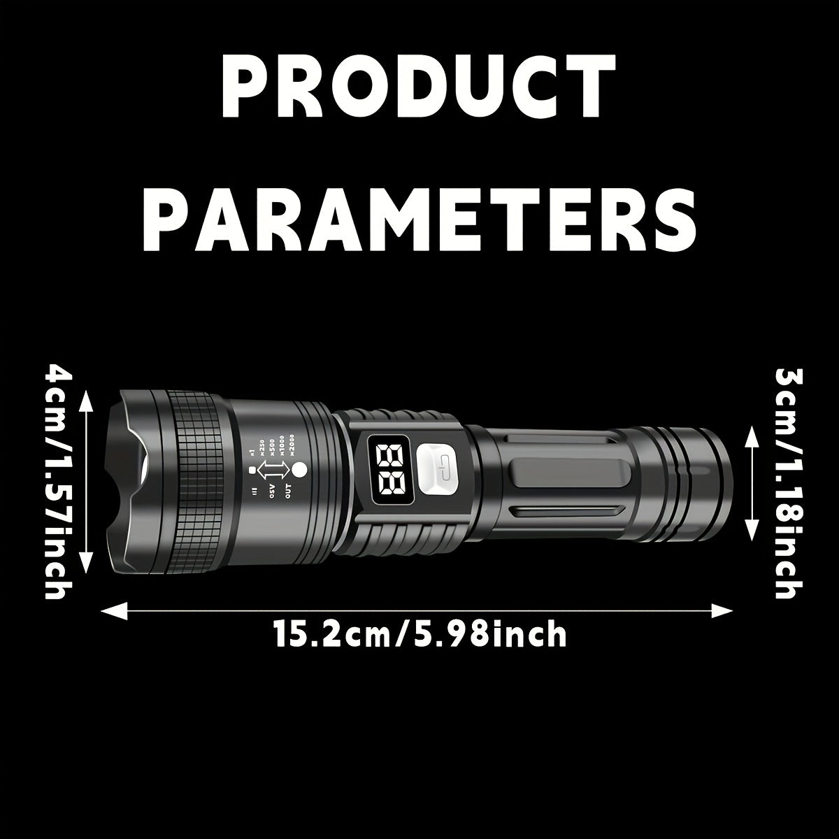 4 linternas LED recargables de alta potencia con foco con zoom y cable USB. Superbrillantes, de largo alcance, luz de trabajo táctica para camping, senderismo, emergencias y viajes. Equipo de senderismo. Linterna robusta. Li