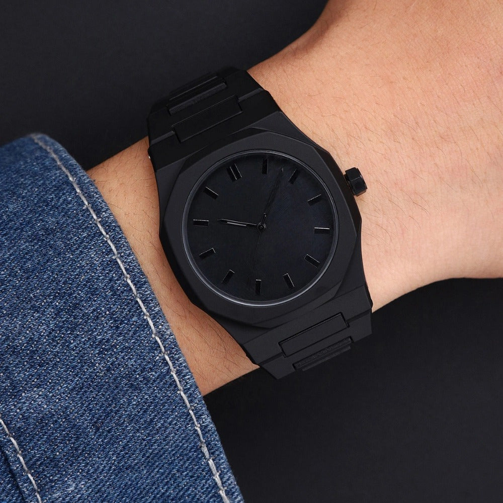 [Relojes de cuarzo para hombres] Reloj de cuarzo para hombre con números arábigos negros, relojes de estilo informal de negocios para hombres, diseño minimalista para vestimenta informal, reloj perfecto para Halloween, Nav