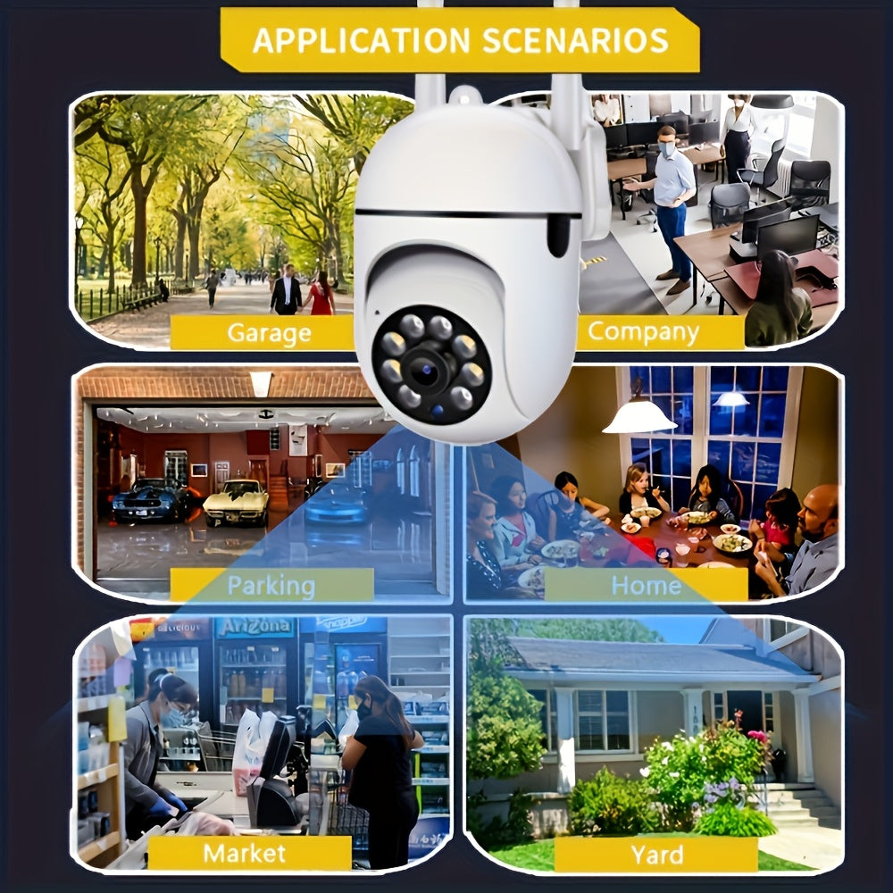 Cámaras de seguridad wifi de 4 piezas, 1080P, inalámbricas, para exteriores, con vista panorámica de 360°, detección de movimiento PIR inteligente, seguimiento de movimiento con IA, visión nocturna a color, audio bidire