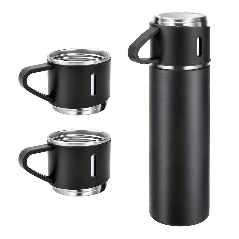 Botella térmica de acero inoxidable de 500 ml/16,9 oz con aislamiento al vacío y taza: aislamiento térmico de doble pared, taza de viaje a prueba de fugas, mantiene bebidas calientes o frías durante horas, elegante color