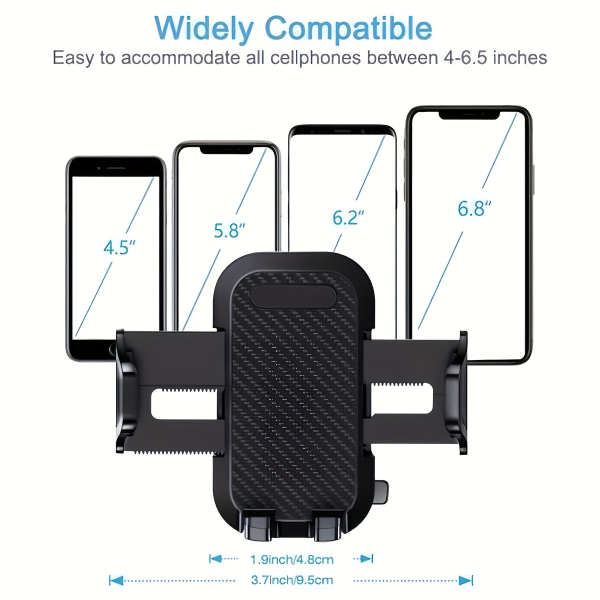 Soporte manos libres de auto  para teléfono .
Compatible con smartphones, iPhone y General Motors - Ajustable a todos los modelos.