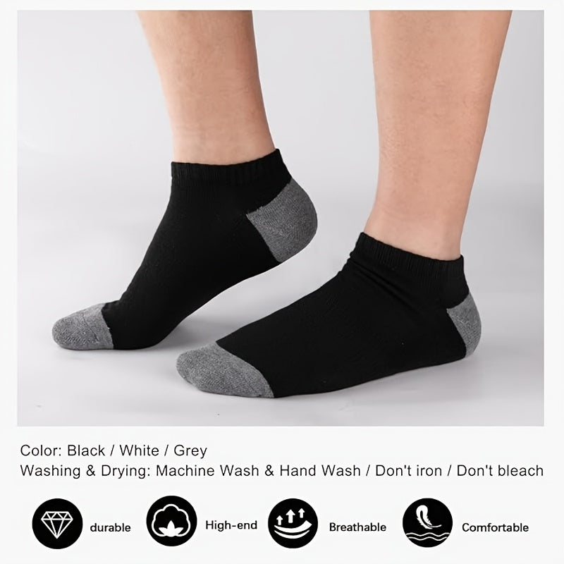 Calcetines cómodos para hombre: 10 pares de calcetines cortos para hombre | Absorben impactos y humedad, de caña baja, cómodos, para deportes casuales y de running - Finos y antiolor