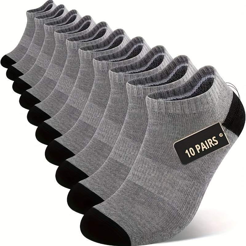 Calcetines cómodos para hombre: 10 pares de calcetines cortos para hombre | Absorben impactos y humedad, de caña baja, cómodos, para deportes casuales y de running - Finos y antiolor