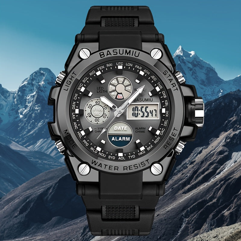 Un reloj deportivo de doble pantalla para hombres, una opción elegante para regalar.