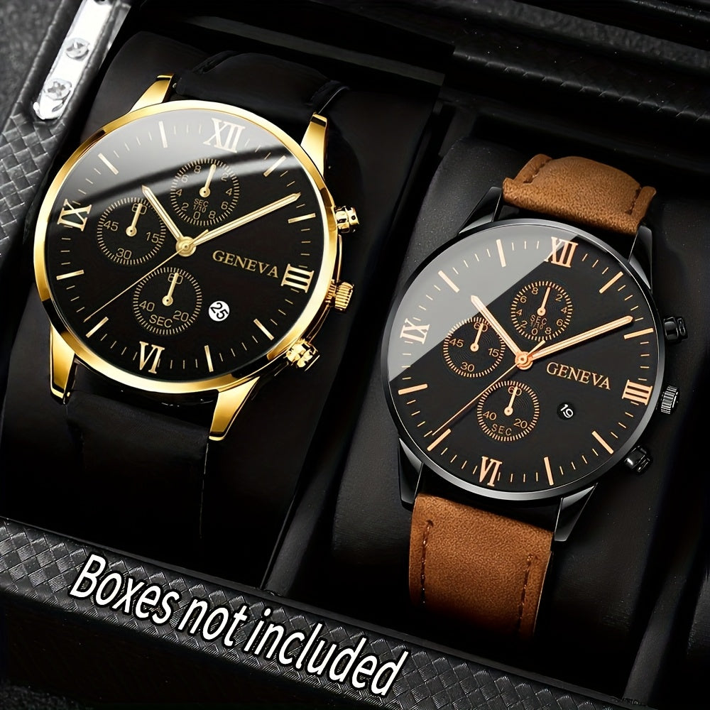 Set de 2 piezas reloj para hombres de cuarzo con correa de cuero y de lujo.
Regalo perfecto para cualquier ocasión.