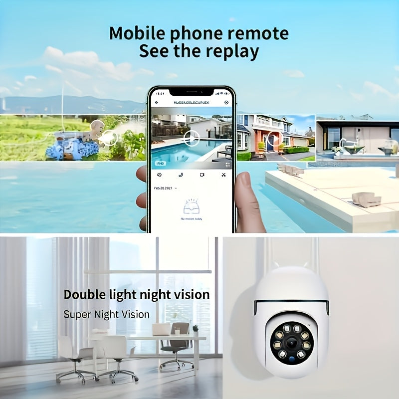 Cámaras de seguridad inteligentes 5G HD con WiFi de 3 MP Full HD, monitoreo panorámico de 360° con control PTZ, alertas de detección de movimiento, visión diurna y nocturna a todo color y audio bidireccional remoto a tra
