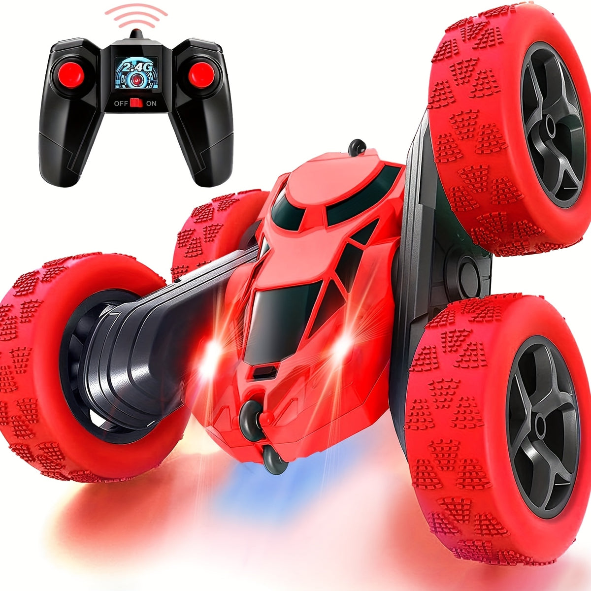 Coche teledirigido para niños de 6 a 12 años, tracción en las cuatro ruedas, giro de 360°, luces LED de 2,4 GHz y alta velocidad todoterreno. Ideal para regalo de cumpleaños o Navidad (Navidad, Halloween, Pascua).